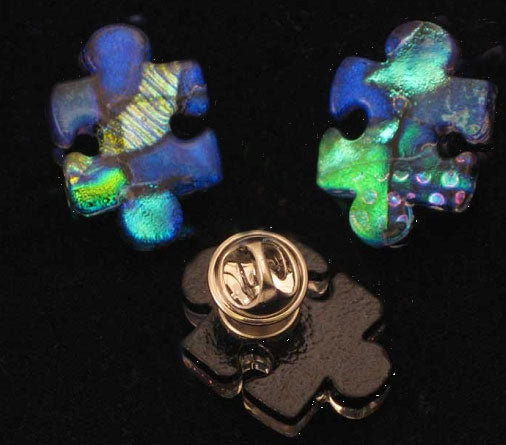 Autism Awareness Fused Glass Puzzle Piece Pin