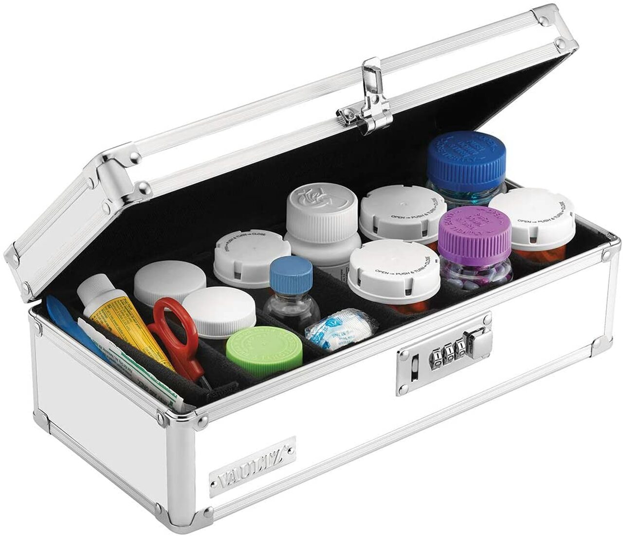 Vaultz Locking Pill Storage Box w/Combination Lock