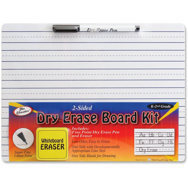 Kit includes double sided board, eraser and marker! 