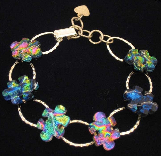 Autism Awareness Fused Glass Puzzle Piece Bracelet