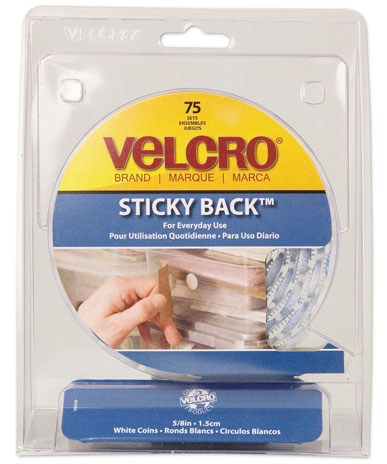 White Velcro® Coin - Sticky Back - White - 5-8 inch
